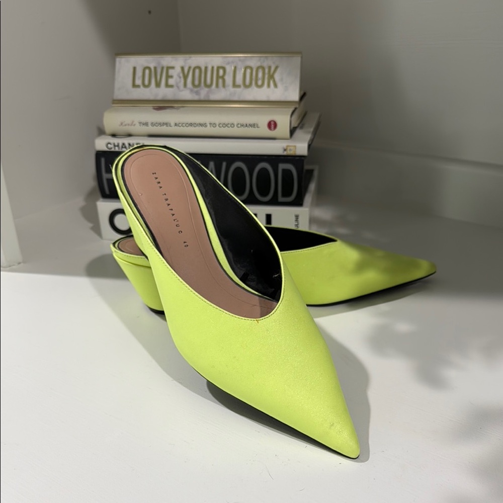 Lime Green Pointed Toe Mules